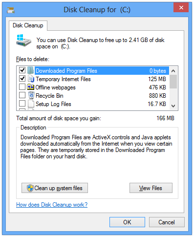 Disk cleanup windows 8