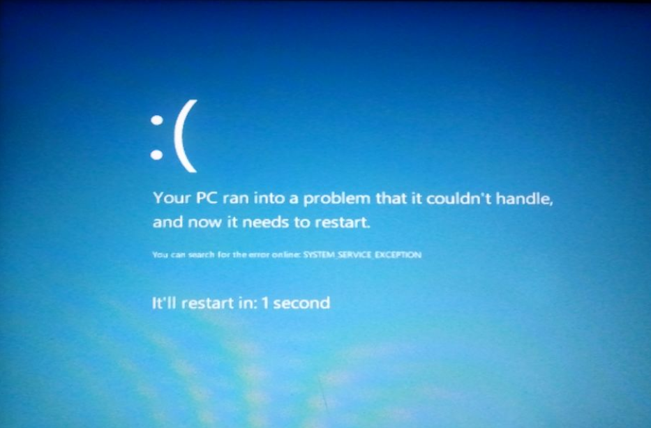 What does the System Service Exception Blue Screen error mean?