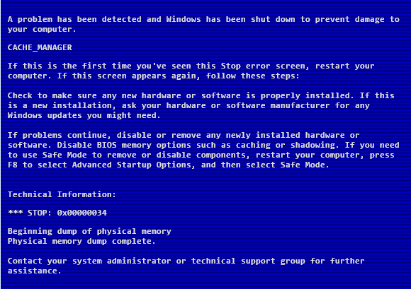 blue screen death after build game