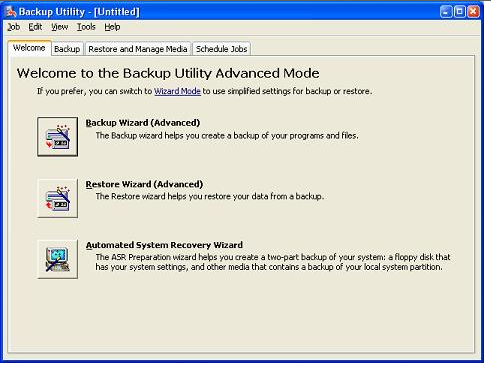 Windows XPのバックアップユーティリティ。 Hidden Features of Windows XP