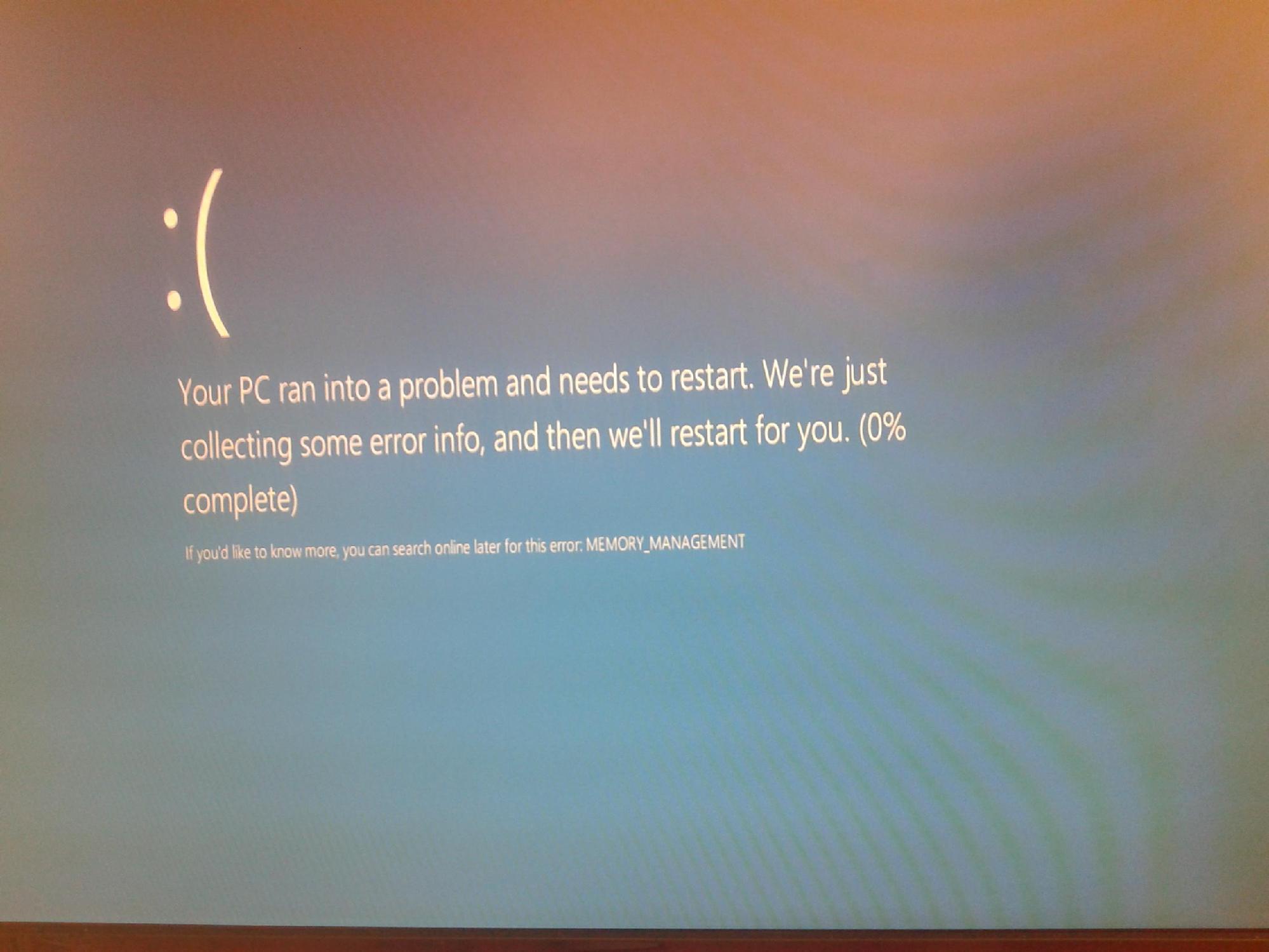 Windows 8の上で、このエラーの写真。 A Guide to the MEMORY_MANAGEMENT Blue Screen of Death Error