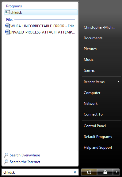 Corrupt Chkdsk In Vista