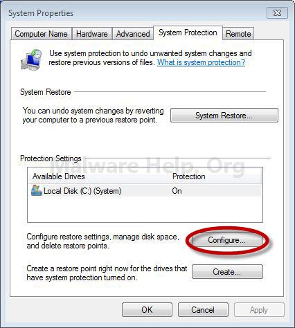 Activate System Protection in Windows 7