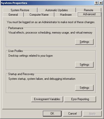 Disable Windows XP Error Reporting