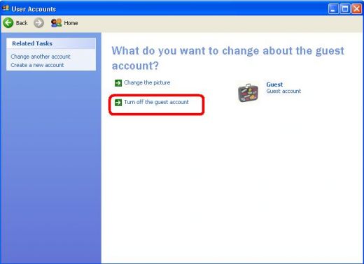 Disable Guest Account in Windows XP