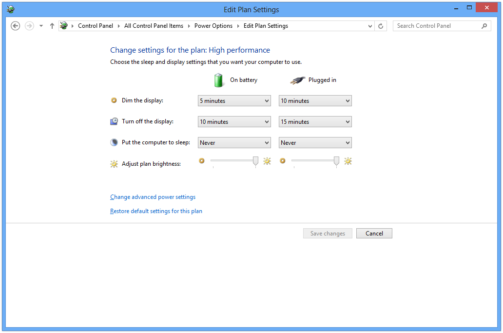 Power Plan in Windows 8