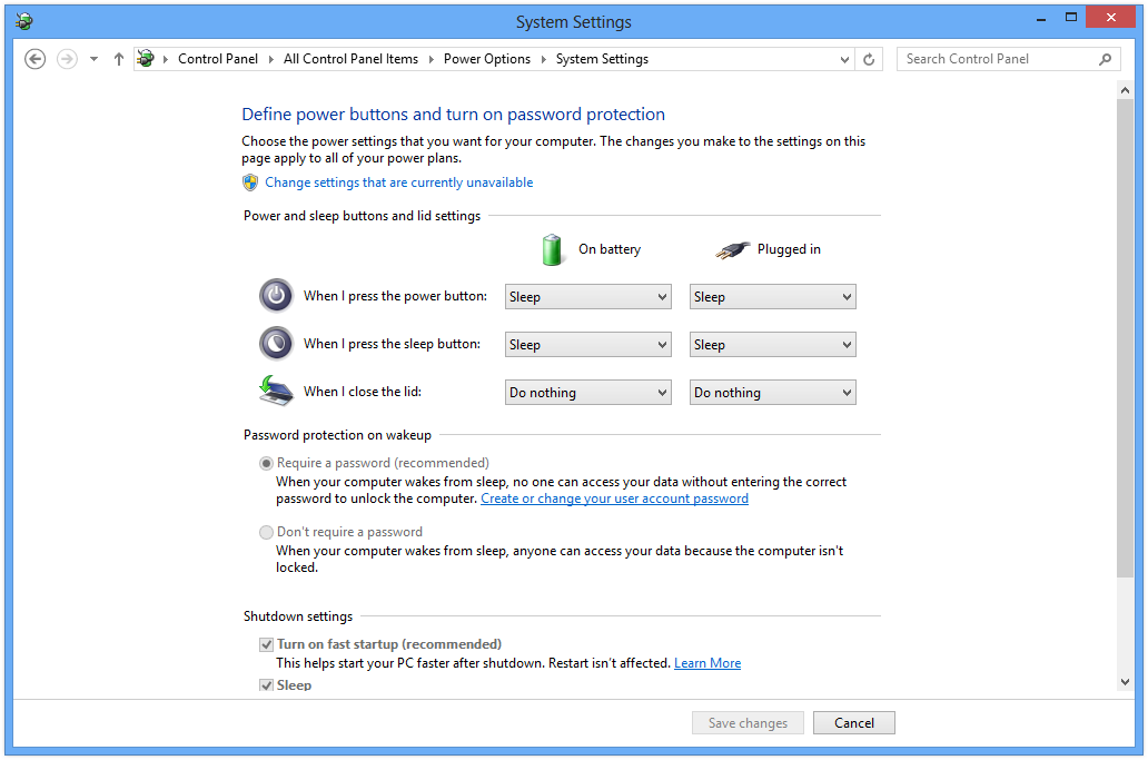 Change Power Options in Windows 8