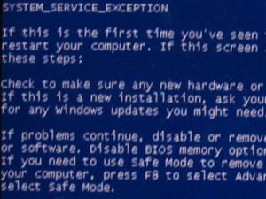 What does the System Service Exception Blue Screen error mean?