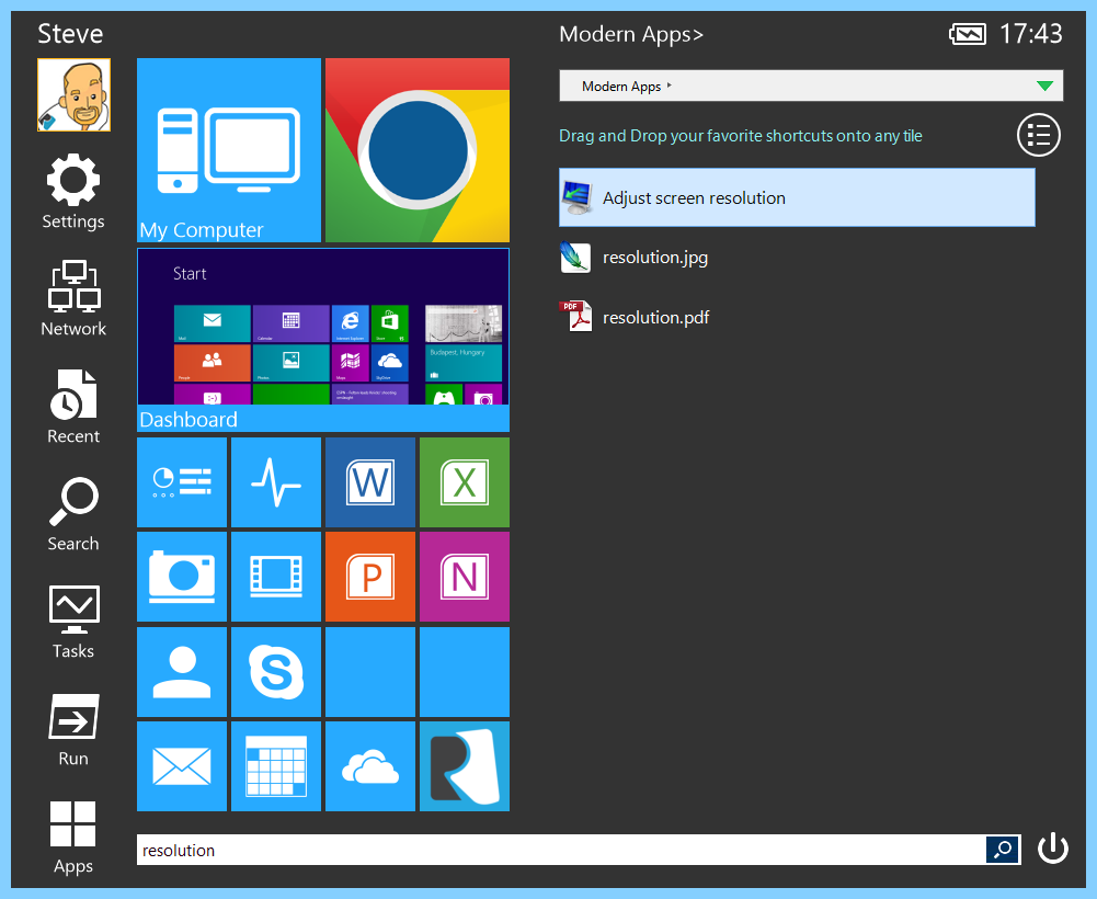 Using the Start Menu Reviver Search Box