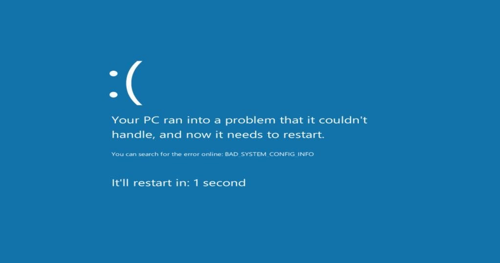 What does the Bad System Config Info Blue Screen error mean?