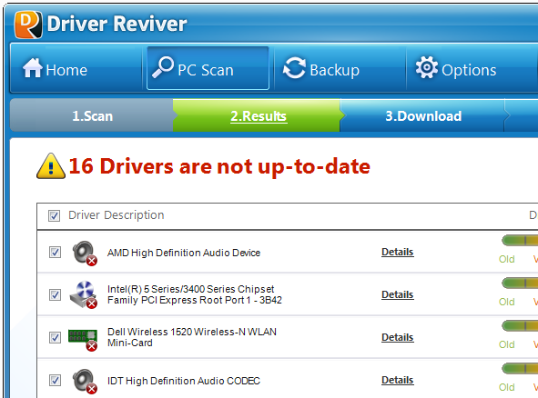 Scan Results from Driver Reviver