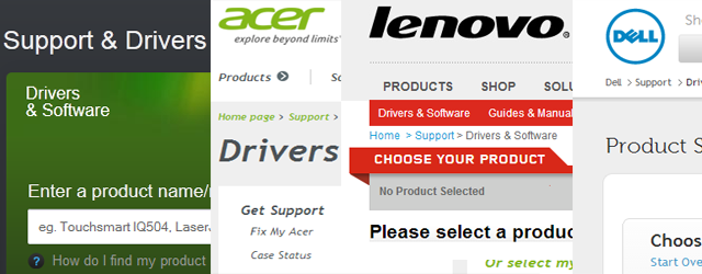 Manufacturer Support for Driver Downloads