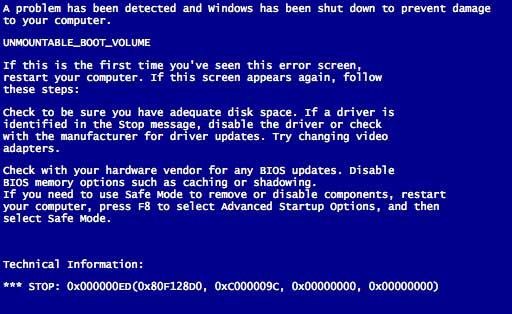 What does the UNMOUNTABLE_BOOT_VOLUME BSoD Error Mean?