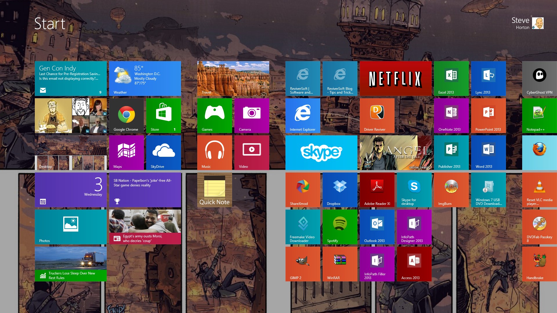 How do I use the same background image on my Windows 8.1 desktop and Start Screen?