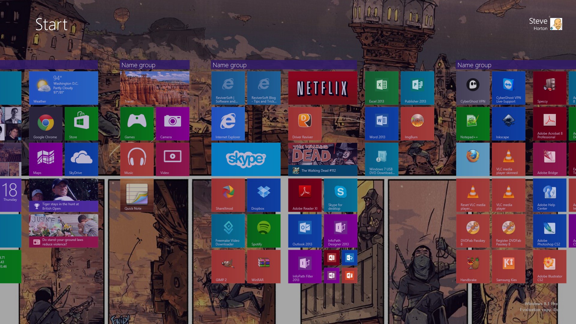 How do I resize the tiles in Windows 8.1?