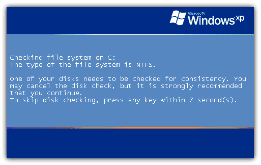 how to perform disk error checking in windows xp