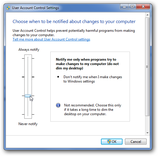Configuring User Account Control in Windows Vista & Windows 7