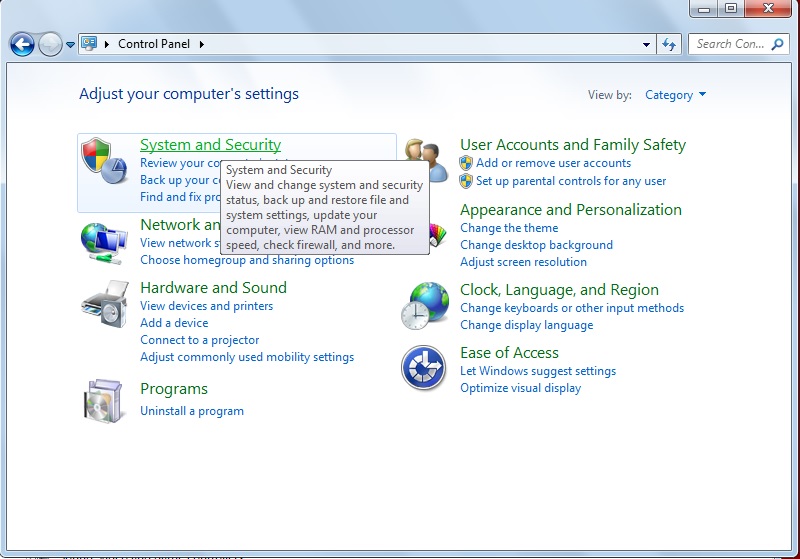 Device Manager - System and Security