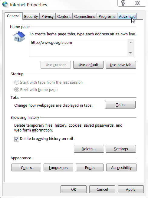 How to fix 'Internet Explorer has stopped working' error in IE 10 Internet Properties