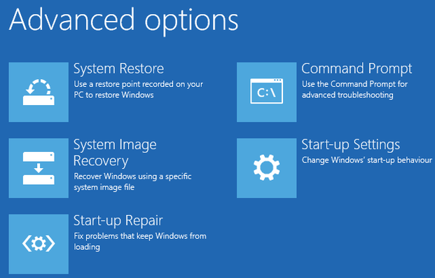 Windows 8 StartUp Options