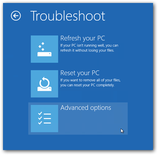 Windows 8 Advanced Options