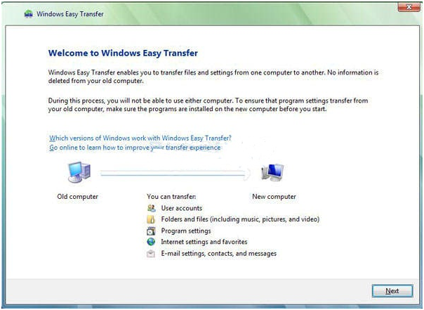 How do I transfer existing data to my new computer? Windows Easy Transfer