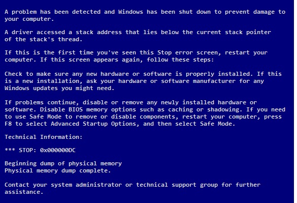 DRIVER_INVALID_STACK_ACCESS