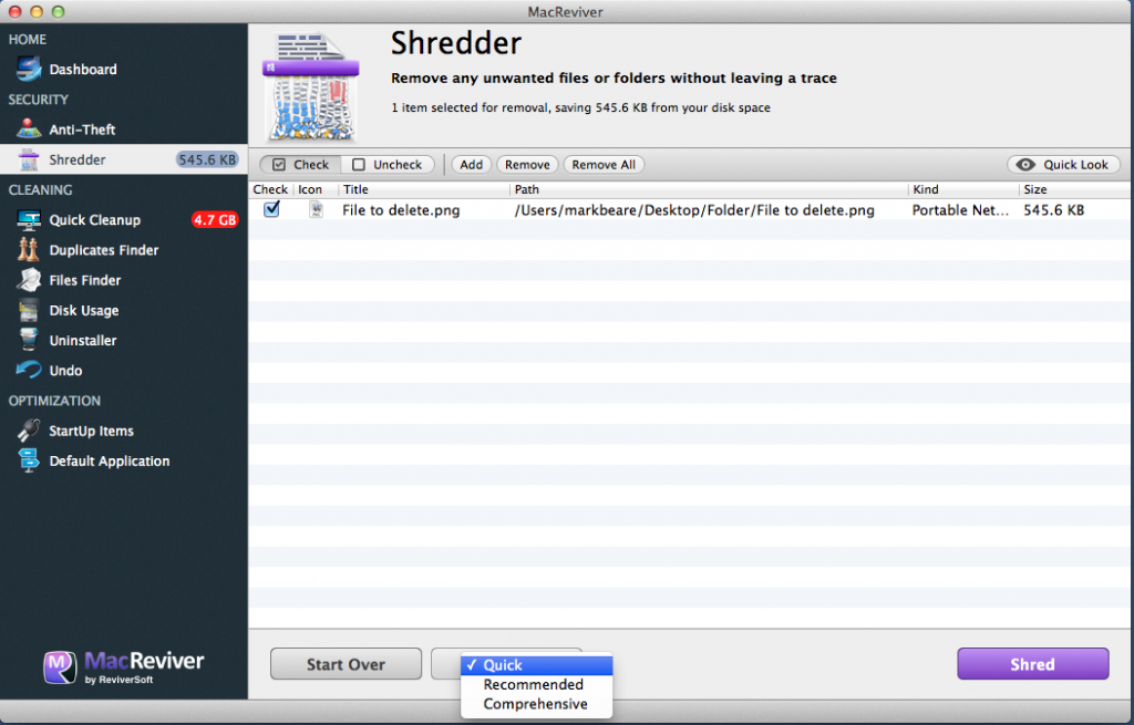 MacReviver Shredder 4