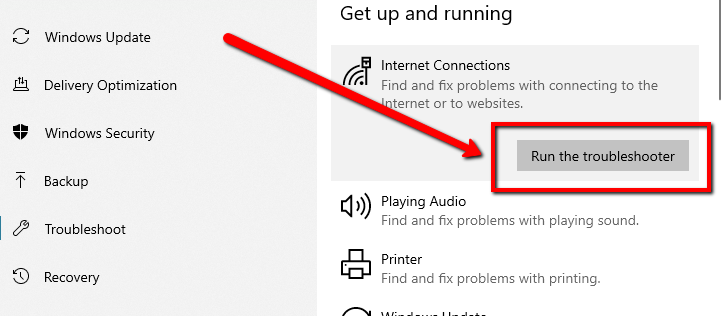 Windows 10 İnternet sorunlarını onar için resim