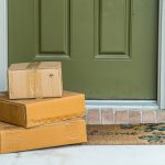 Delivery packages on doorstep