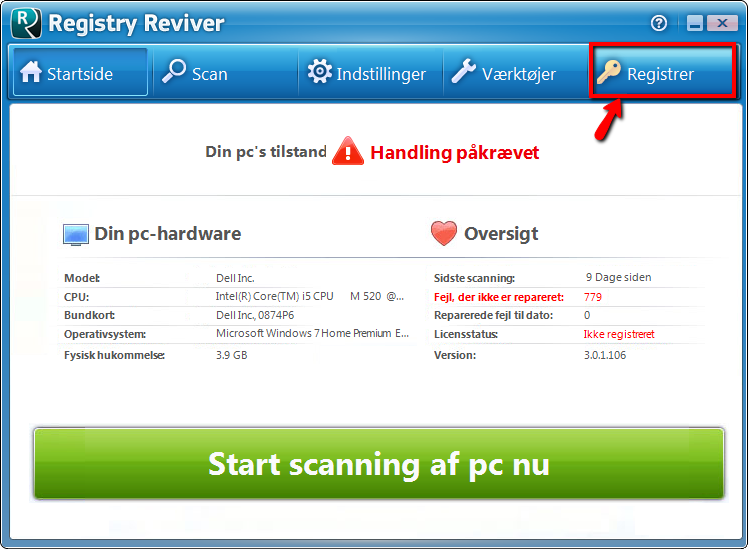 point out Register button